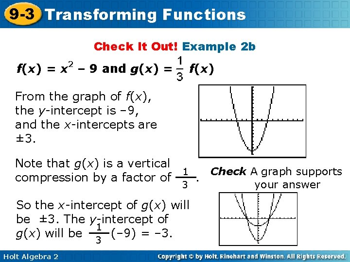 9 -3 Transforming Functions Check It Out! Example 2 b f(x) = x 2