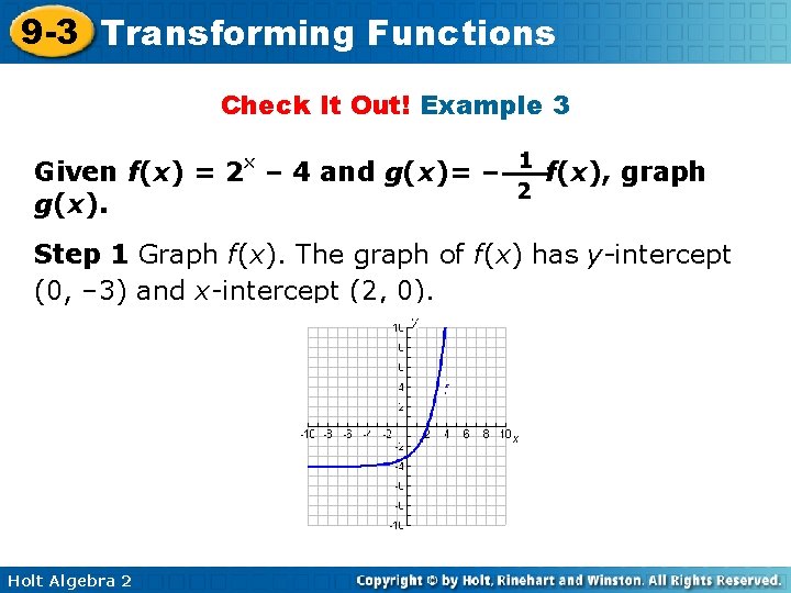 9 -3 Transforming Functions Check It Out! Example 3 Given f(x) = 2 x