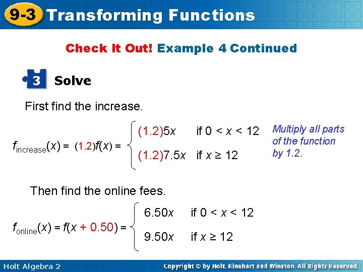 9 -3 Transforming Functions Check It Out! Example 4 Continued 3 Solve First find