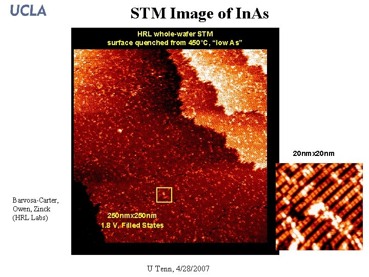 STM Image of In. As HRL whole-wafer STM surface quenched from 450°C, “low As”