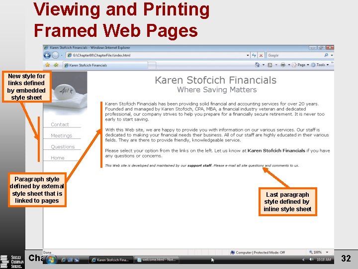 Viewing and Printing Framed Web Pages New style for links defined by embedded style