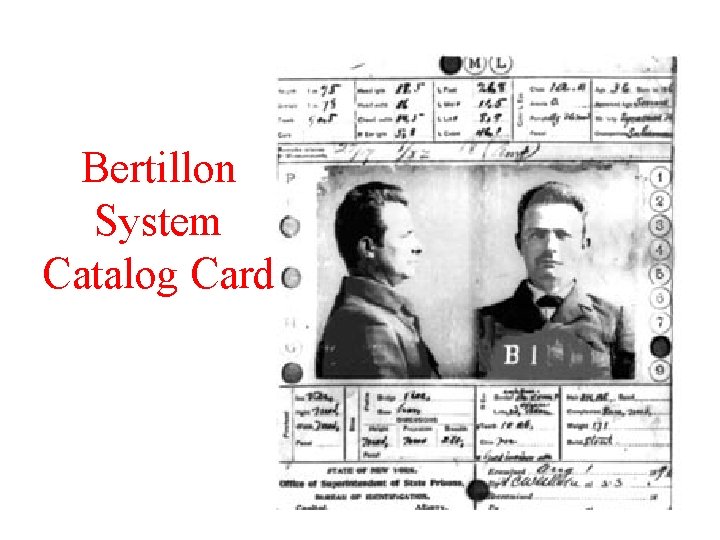 Bertillon System Catalog Card 