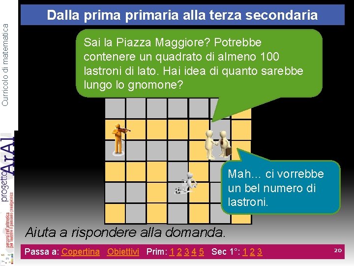 Curricolo di matematica Dalla primaria alla terza secondaria 7 c. Sai la Piazza Maggiore?