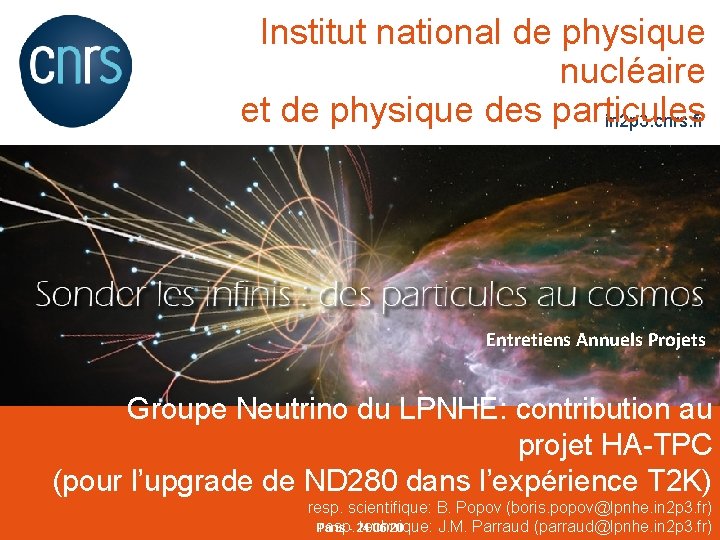 Institut national de physique nucléaire et de physique des particules in 2 p 3.