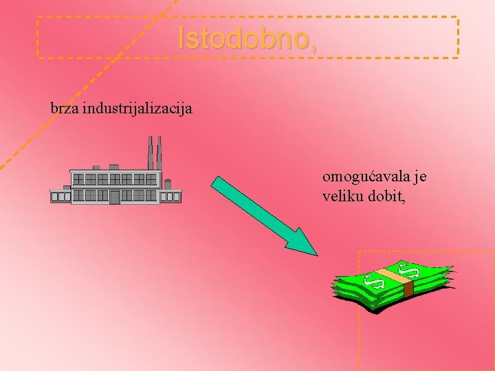 Istodobno, brza industrijalizacija omogućavala je veliku dobit, 