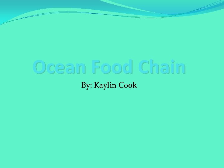 Ocean Food Chain By: Kaylin Cook 