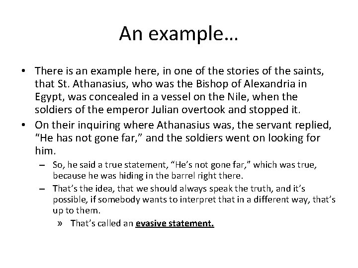 An example… • There is an example here, in one of the stories of