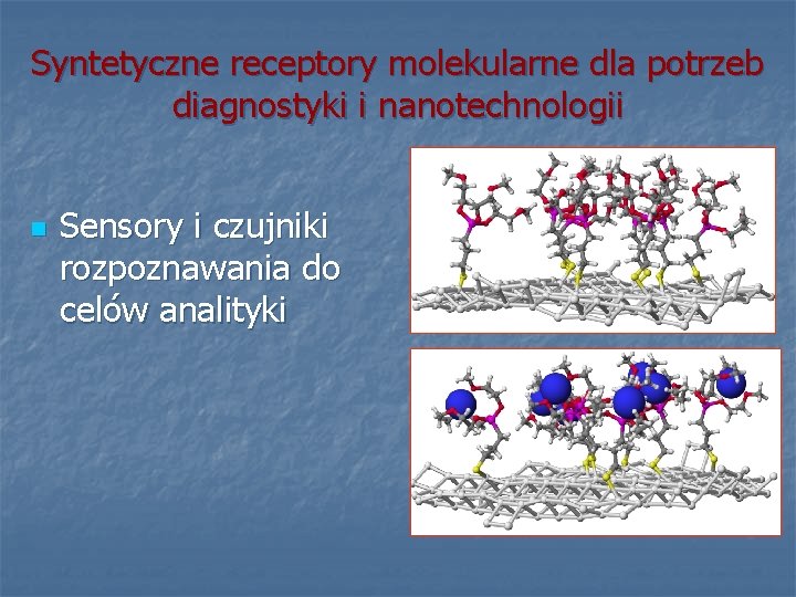 Syntetyczne receptory molekularne dla potrzeb diagnostyki i nanotechnologii n Sensory i czujniki rozpoznawania do