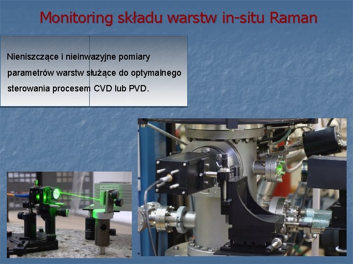 Monitoring składu warstw in-situ Raman Nieniszczące i nieinwazyjne pomiary parametrów warstw służące do optymalnego