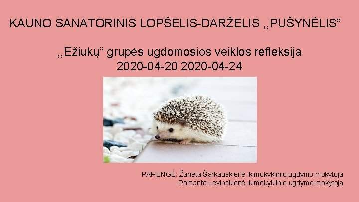 KAUNO SANATORINIS LOPŠELIS-DARŽELIS , , PUŠYNĖLIS” , , Ežiukų” grupės ugdomosios veiklos refleksija 2020