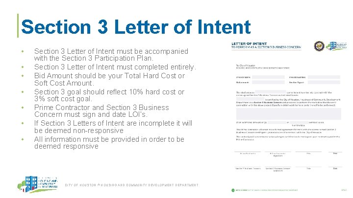 Section 3 Letter of Intent • • Section 3 Letter of Intent must be