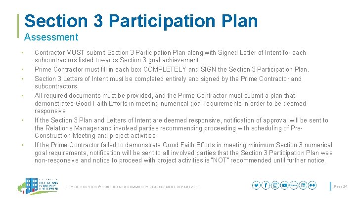 Section 3 Participation Plan Assessment • • • Contractor MUST submit Section 3 Participation