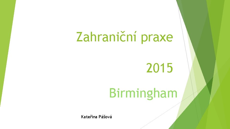 Zahraniční praxe 2015 Birmingham Kateřina Pášová 