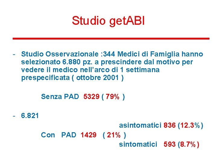 Studio get. ABI - Studio Osservazionale : 344 Medici di Famiglia hanno selezionato 6.