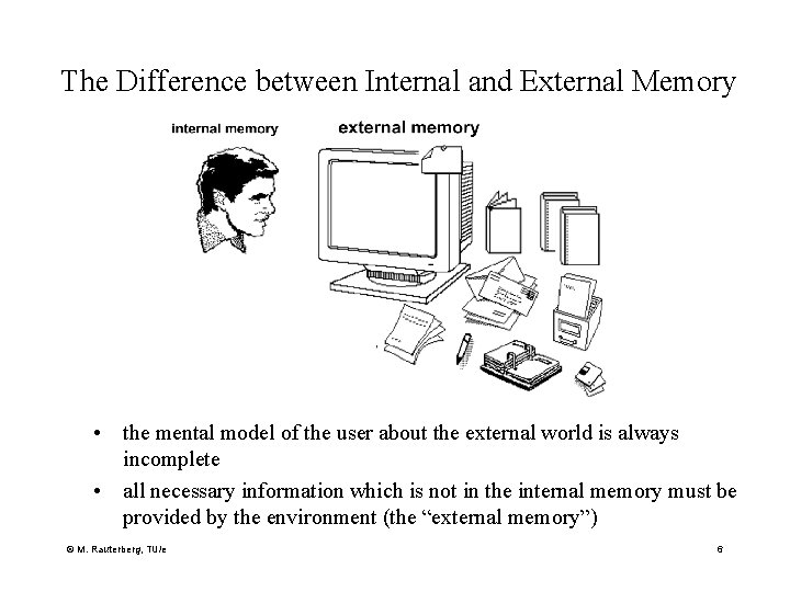 The Difference between Internal and External Memory • the mental model of the user