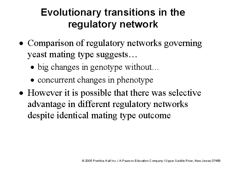 Evolutionary transitions in the regulatory network · Comparison of regulatory networks governing yeast mating