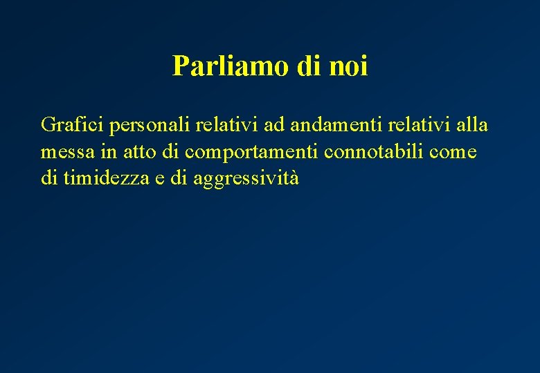 Parliamo di noi Grafici personali relativi ad andamenti relativi alla messa in atto di