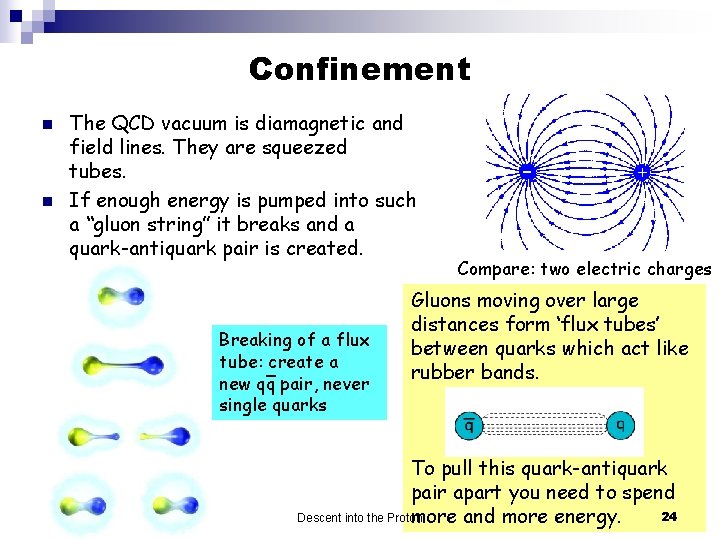 Confinement n n The QCD vacuum is diamagnetic and field lines. They are squeezed