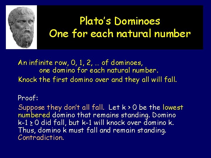 Plato’s Dominoes One for each natural number An infinite row, 0, 1, 2, …