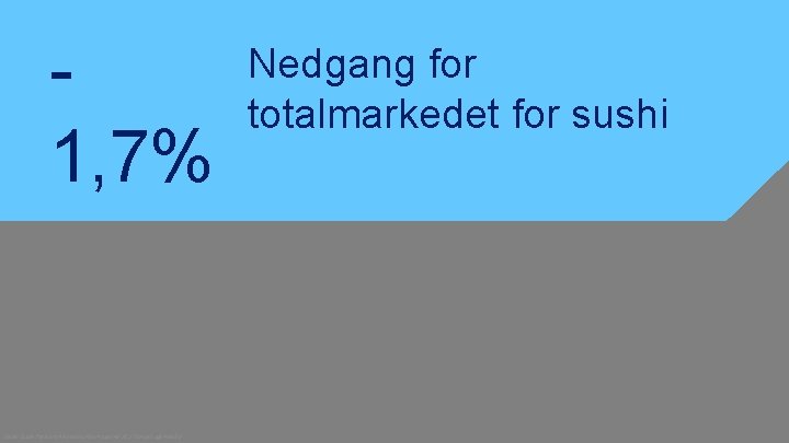 1, 7% Kilde: Sissel Flesland Markedsinformasjoner AS / Norges sjømatråd Nedgang for totalmarkedet for