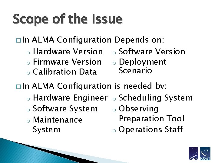 Alma Programming Language Lessons from ALMA Software Development Jeff Kern NRAOALMA