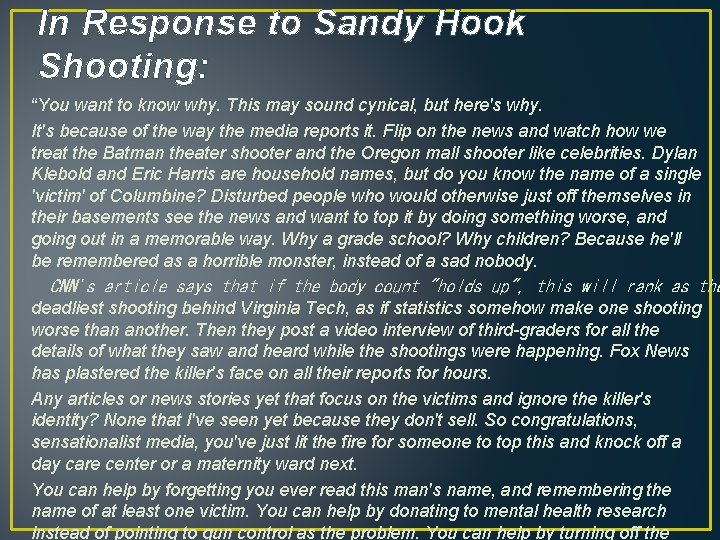 In Response to Sandy Hook Shooting: “You want to know why. This may sound