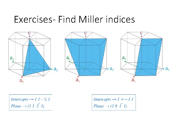Exercises- Find Miller indices 