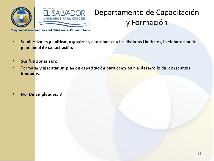 Departamento de Capacitación y Formación • Su objetivo es planificar, organizar y coordinar con