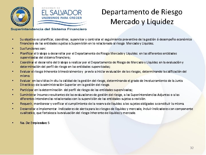 Departamento de Riesgo Mercado y Liquidez • • • Su objetivo es planificar, coordinar,