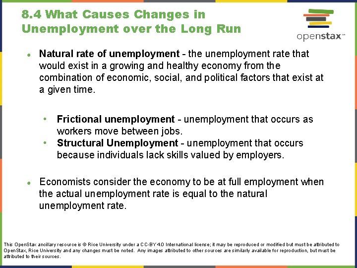 8. 4 What Causes Changes in Unemployment over the Long Run ● Natural rate