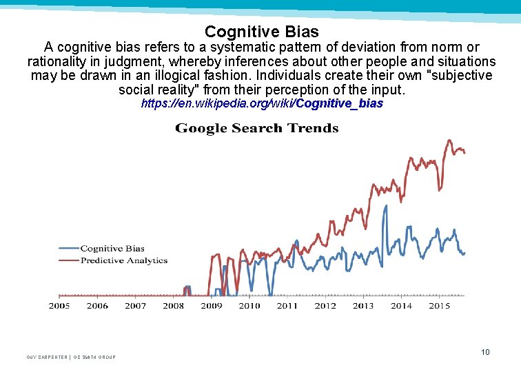 Cognitive Bias A cognitive bias refers to a systematic pattern of deviation from norm