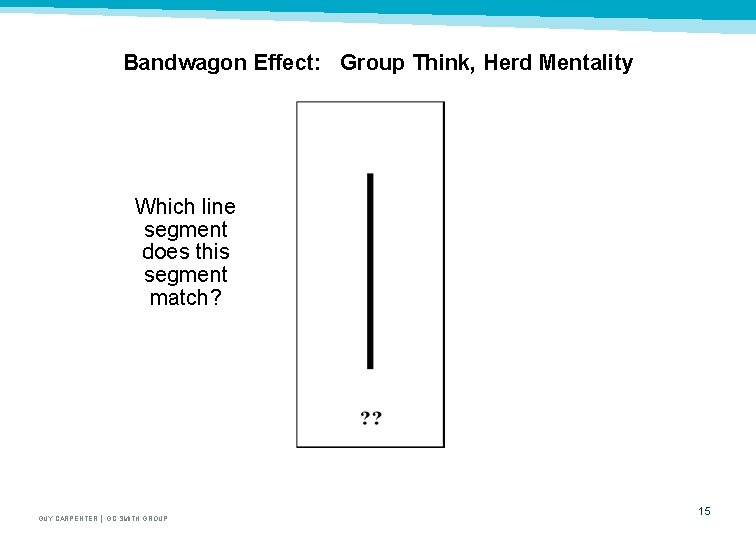 Bandwagon Effect: Group Think, Herd Mentality Which line segment does this segment match? GUY