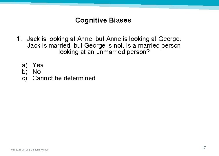 Cognitive Biases 1. Jack is looking at Anne, but Anne is looking at George.
