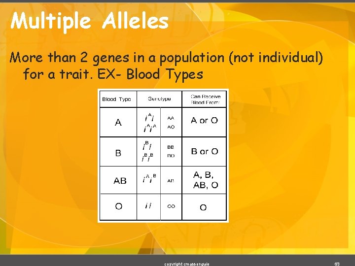 Multiple Alleles More than 2 genes in a population (not individual) for a trait.
