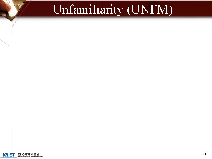 Unfamiliarity (UNFM) 60 