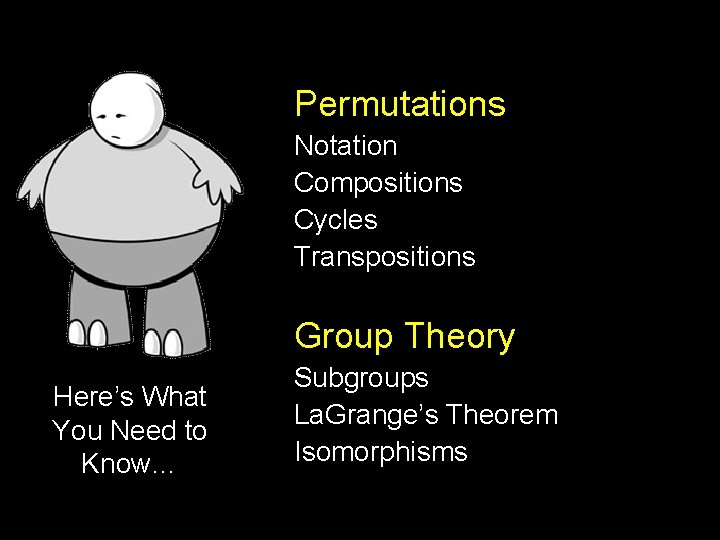 Permutations Notation Compositions Cycles Transpositions Group Theory Here’s What You Need to Know… Subgroups
