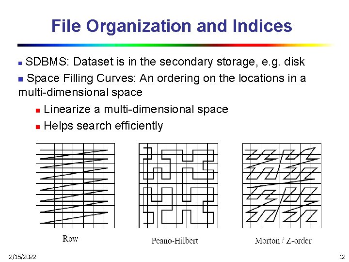 File Organization and Indices SDBMS: Dataset is in the secondary storage, e. g. disk