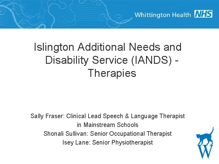 Islington Additional Needs and Disability Service (IANDS) Therapies Sally Fraser: Clinical Lead Speech &