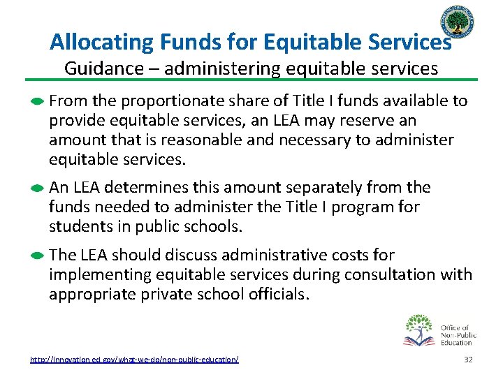 Allocating Funds for Equitable Services Guidance – administering equitable services From the proportionate share