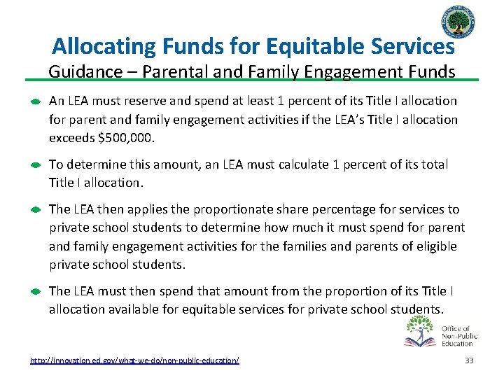 Allocating Funds for Equitable Services Guidance – Parental and Family Engagement Funds An LEA