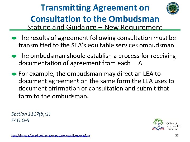 Transmitting Agreement on Consultation to the Ombudsman Statute and Guidance – New Requirement The