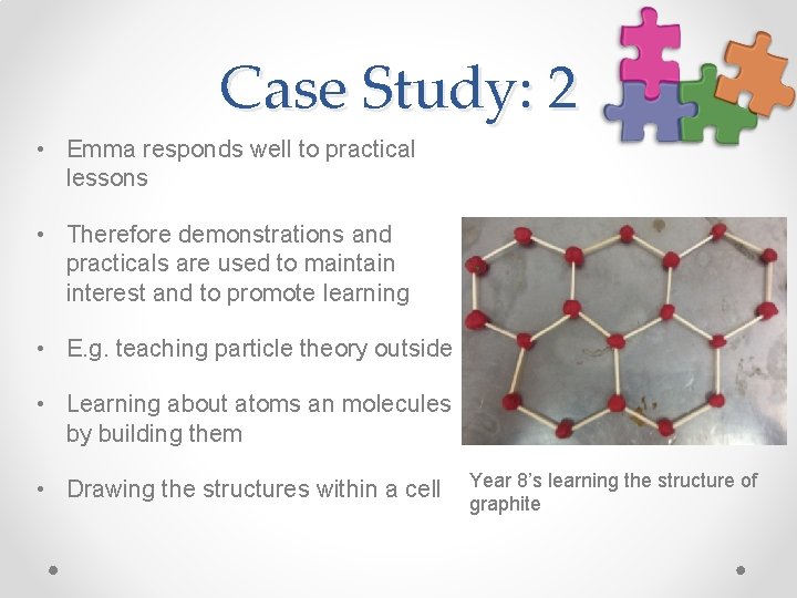 Case Study: 2 • Emma responds well to practical lessons • Therefore demonstrations and