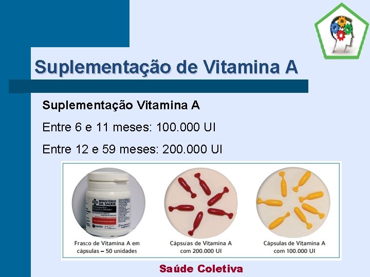 Suplementação de Vitamina A Suplementação Vitamina A Entre 6 e 11 meses: 100. 000