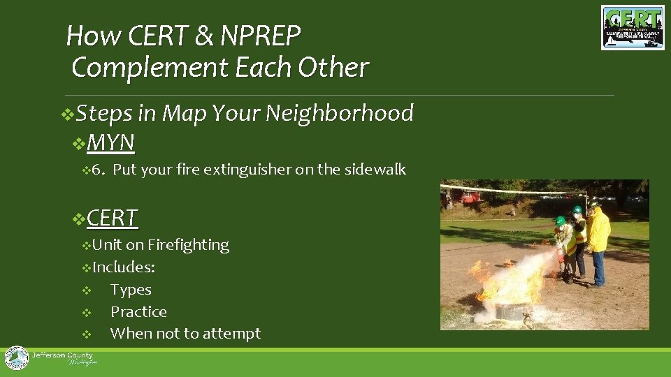 How CERT & NPREP Complement Each Other v. Steps in Map Your Neighborhood v.