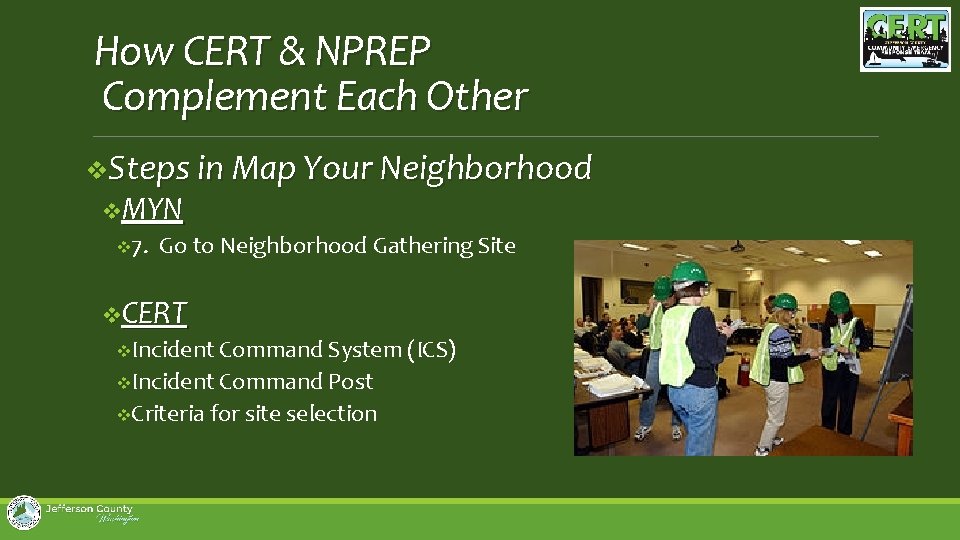 How CERT & NPREP Complement Each Other v. Steps in Map Your Neighborhood v.