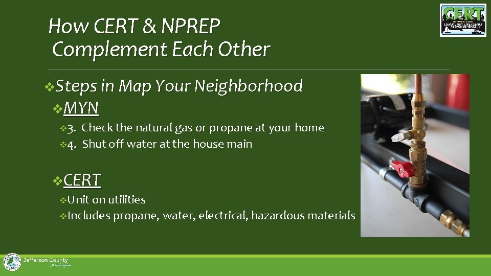 How CERT & NPREP Complement Each Other v. Steps in Map Your Neighborhood v.