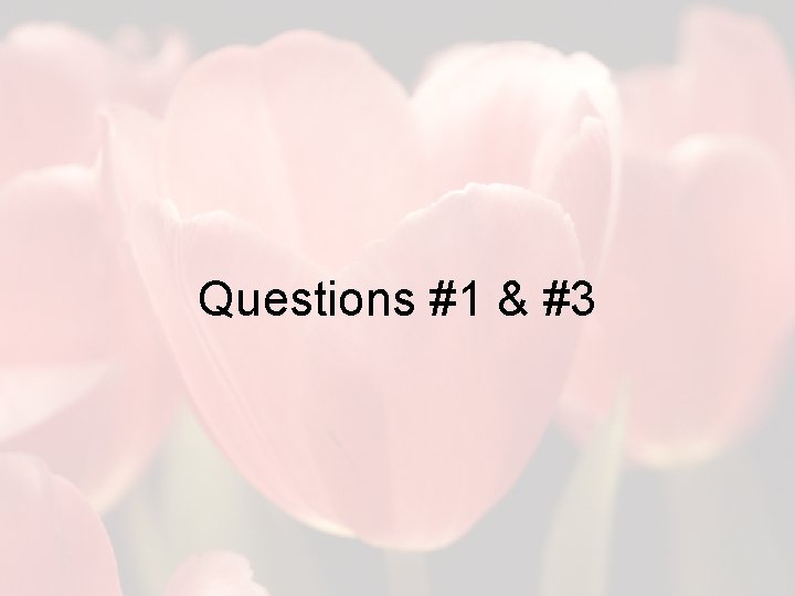 Questions #1 & #3 