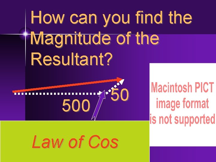 How can you find the Magnitude of the Resultant? 500 50 0 135 Angle