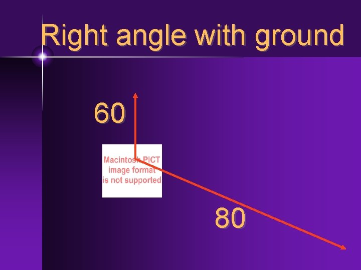 Right angle with ground 60 80 