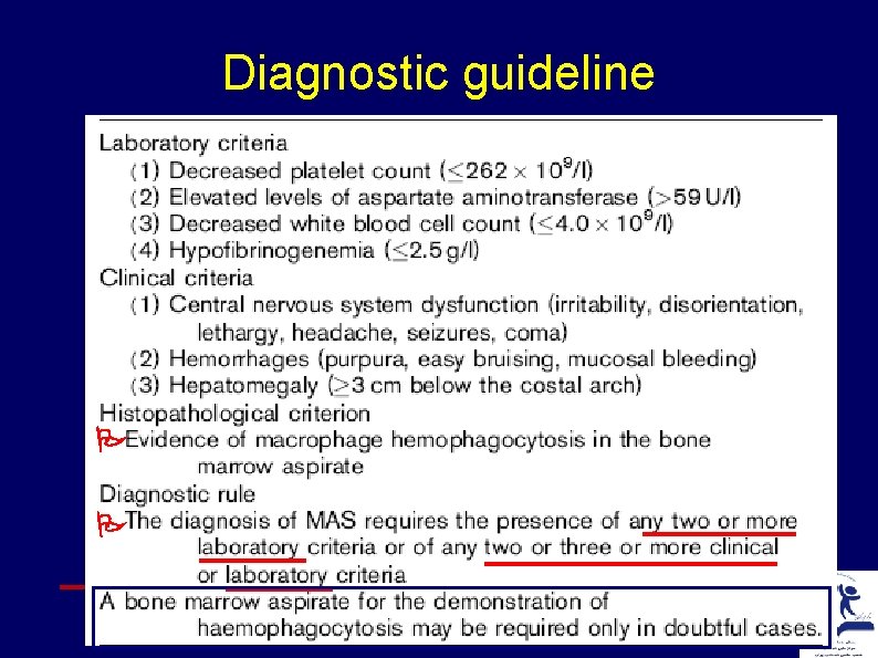 Diagnostic guideline Dr V. Ziaee; Children’s Medical Center 